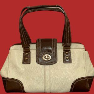  F13961 Hamilton Pebble Leather Tote Bag Off White Brown Coach Purse